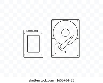 Disco duro, icono SSD. Ilustración vectorial, diseño plano.