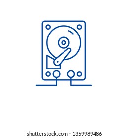 Hdd storage line icon concept. Hdd storage flat  vector symbol, sign, outline illustration.