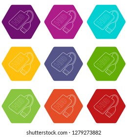 Hdd wire icons 9 set coloful isolated on white for web