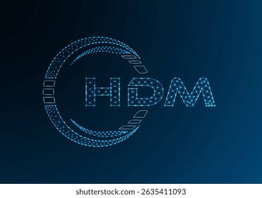 Projeto de vetor de logotipo de letra poli baixa HDM. Design de logotipo HDM poly inferior. 