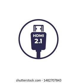 HDMI 2.1 Icon On White, Vector