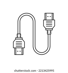 HDMI cable icon in line style icon, isolated on white background