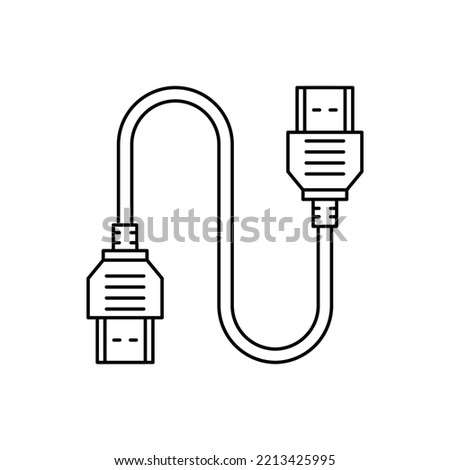 HDMI cable icon in line style icon, isolated on white background