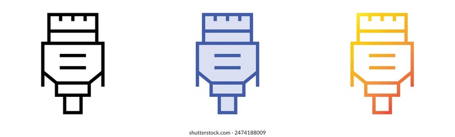 hdmi cable icon. Linear, Blue Fill and Gradient Style Design Isolated On White Background