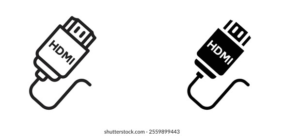 HDMI cable Icon set in black color for ui designs