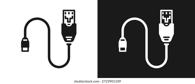 Ícone De Cabo Hdmi Define Glifo Em Plano De Fundo Branco E Preto