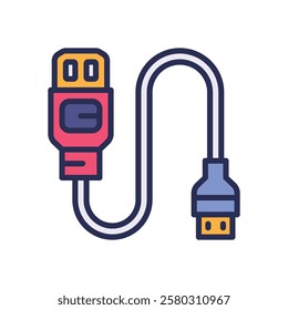 hdmi cable icon. vector filled color icon for your website, mobile, presentation, and logo design.