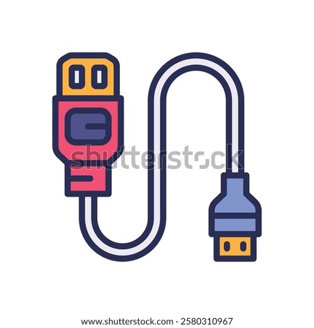 hdmi cable icon. vector filled color icon for your website, mobile, presentation, and logo design.