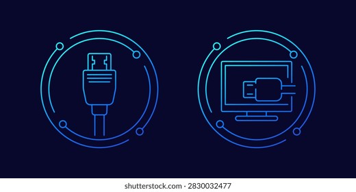 HDMI cable icons, linear design