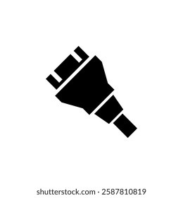 HDMI Cable, Video Audio Plug Connect Solid Flat Vector Icon Isolated on White Background.
