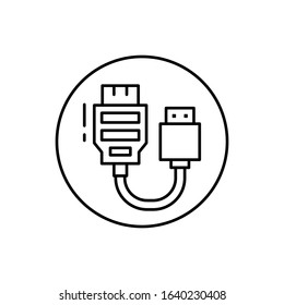 Hdmi, connector icon. Simple line, outline vector elements of connectors and cables icons for ui and ux, website or mobile application