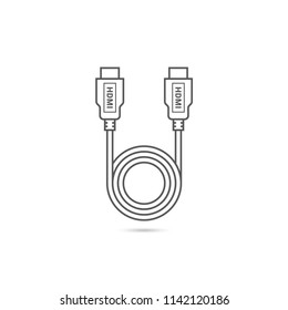 HDMI Or High Definition Multimedia Interface Cable Thin Hairline Icon Symbol Illustration