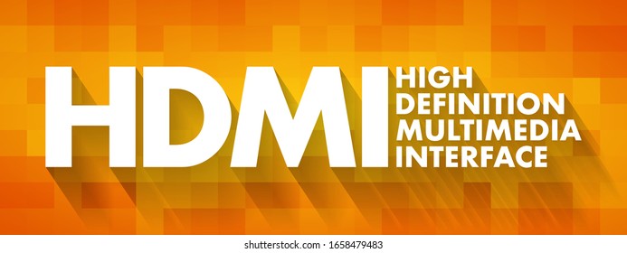 HDMI High Definition Multimedia Interface - connection method that combines both uncompressed audio and video into a single digital interface, acronym text concept background