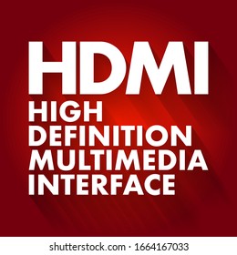 HDMI High Definition Multimedia Interface - connection method that combines both uncompressed audio and video into a single digital interface, acronym text concept background