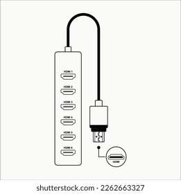 hdmi hub icon vector design illustration line art