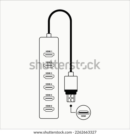 hdmi hub icon vector design illustration line art