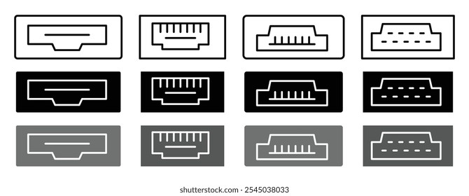 HDMI icon in black and colored versions.