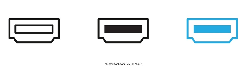 HDMI icon black white vector outline