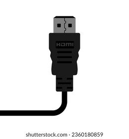 HDMI icon. Hdmi cable close up. Vector illustration flat design. Isolated on white background.