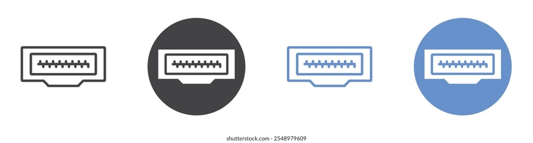 Conjunto de símbolos de línea plana de icono HDMI.