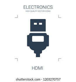 hdmi icon. high quality filled hdmi icon on white background. from electronics collection flat trendy vector hdmi symbol. use for web and mobile