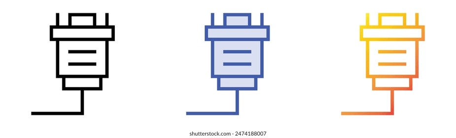 hdmi icon. Linear, Blue Fill and Gradient Style Design Isolated On White Background