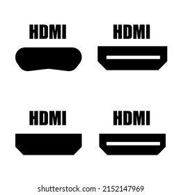 Icono HDMI en fondo blanco, ilustración vectorial