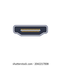 Icono de conector universal HDMI pc. Ilustración gráfica vectorial de Puerto en estilo plano. tipo USB, puerto de vídeo y audio. Displayport y otros elementos de la interfaz del equipo.