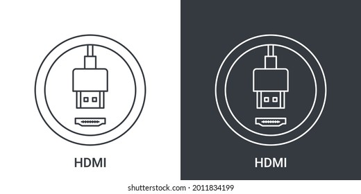 Icono de puerto HDMI. Señales de los conectores del equipo. Icono de conectores. Ilustración del vector