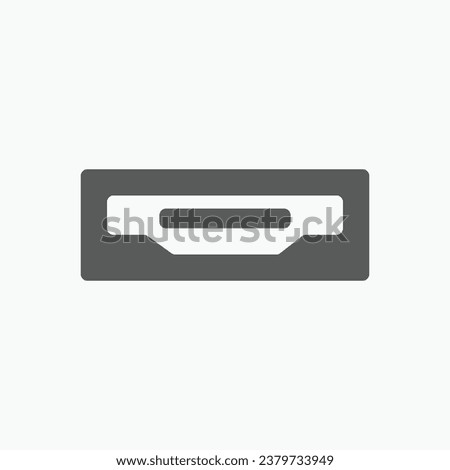 hdmi port icon flat style in black color