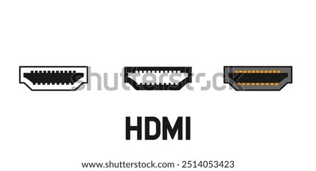 hdmi port icon outline stroke and fill,