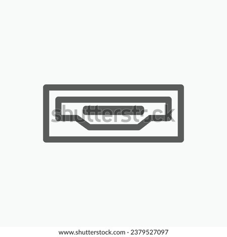hdmi port icon thin line style in black color