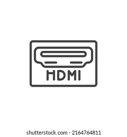 Hdmi port line icon. linear style sign for mobile concept and web design. Computer HDMI outline vector icon. Symbol, logo illustration. Vector graphics