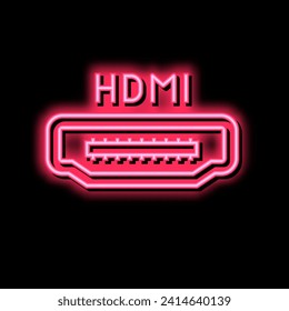 hdmi port neon light sign vector. hdmi port illustration