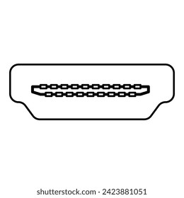 HDMI port socket contour outline line icon black color vector illustration image thin flat style
