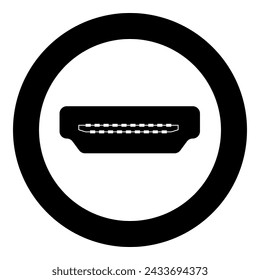 HDMI port socket icon in circle round black color vector illustration image solid outline style
