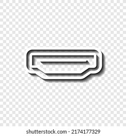 Hdmi simple icon vector. Flat design. White with shadow on transparent grid.ai
