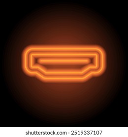 Hdmi simple icon vector. Flat design. Orange neon on black background.ai