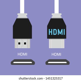 Hdmi socket and cable vector icon universal computer socket and cable