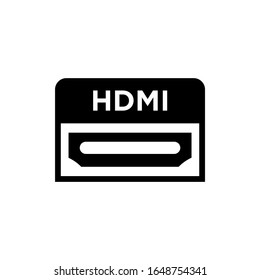 Hdmi vector icon in black flat shape design isolated on white background