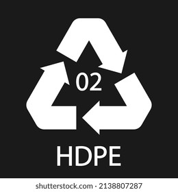HDPE 02 recycling code symbol. Plastic recycling vector polyethylene sign.