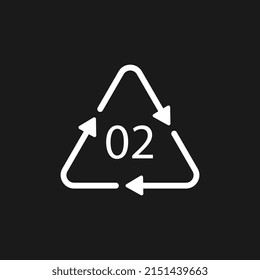 HDPE 02 recycling code symbol. Plastic recycling vector polyethylene sign.
