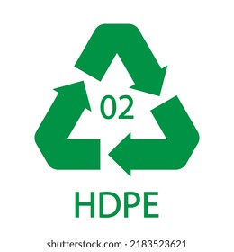 HDPE 02 recycling code symbol. Plastic recycling vector polyethylene sign.