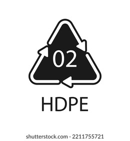 Símbolo de código de reciclado de HDPE 02. Signo de polietileno vectorial de reciclado de plástico.
