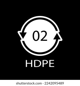 HDPE 02 recycling code symbol. Plastic recycling vector polyethylene sign.