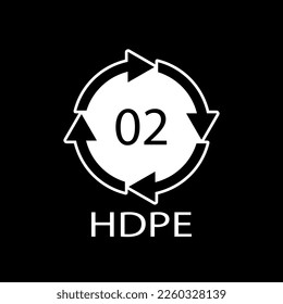 HDPE 02 recycling code symbol. Plastic recycling vector polyethylene sign.
