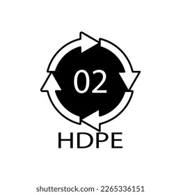 HDPE 02 recycling code symbol. Plastic recycling vector polyethylene sign.