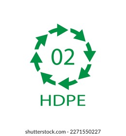 HDPE 02 recycling code symbol. Plastic recycling vector polyethylene sign.