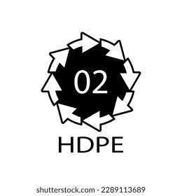 HDPE 02 recycling code symbol. Plastic recycling vector polyethylene sign.