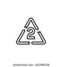 HDPE 2, industrial marking plastic line icon. linear style sign for mobile concept and web design. High-density Polyethylene outline vector icon. Symbol, logo illustration. Vector graphics